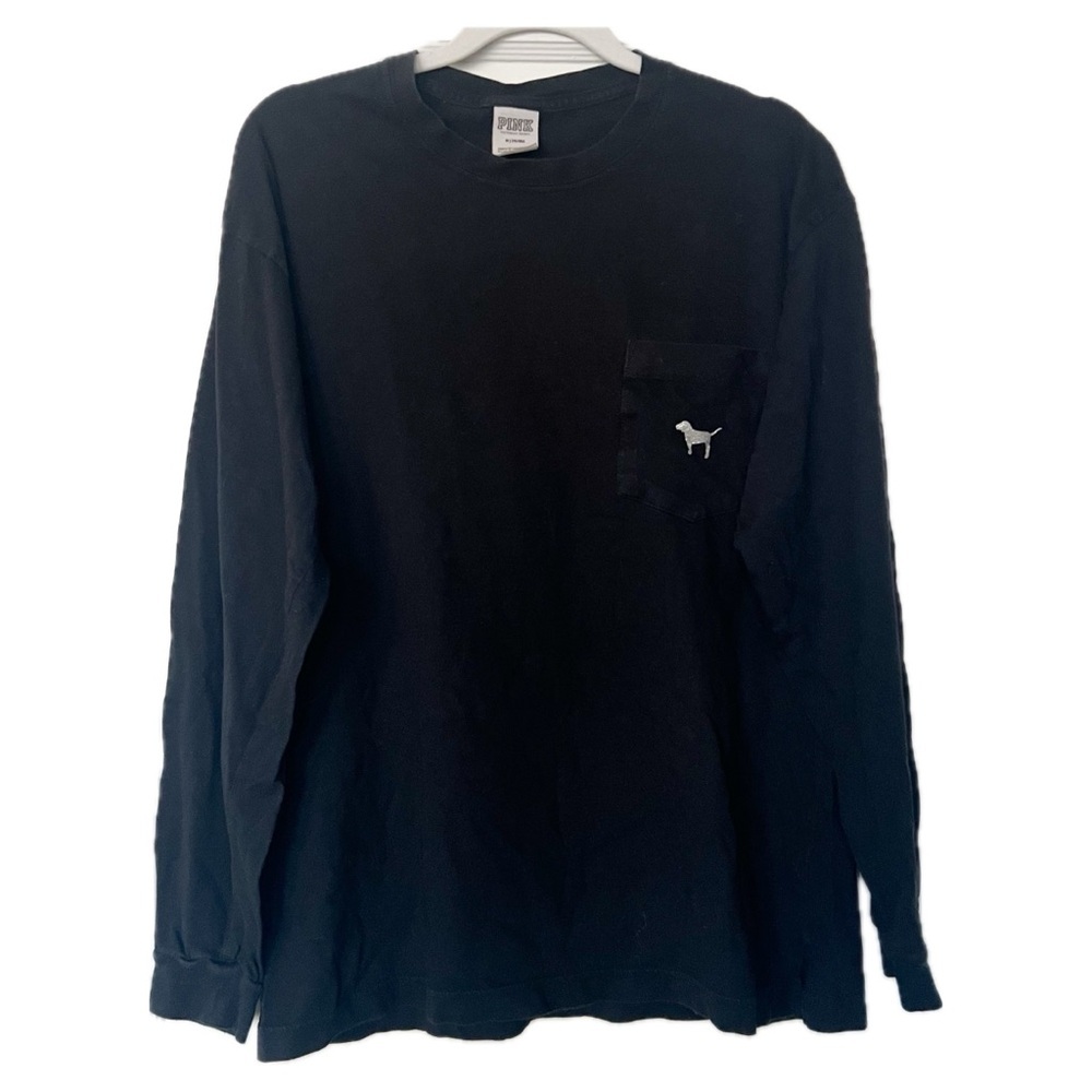 Victoria’s Secret PINK Black Sequins Bling Long Sleeve Tee | M - Picture 9 of 9